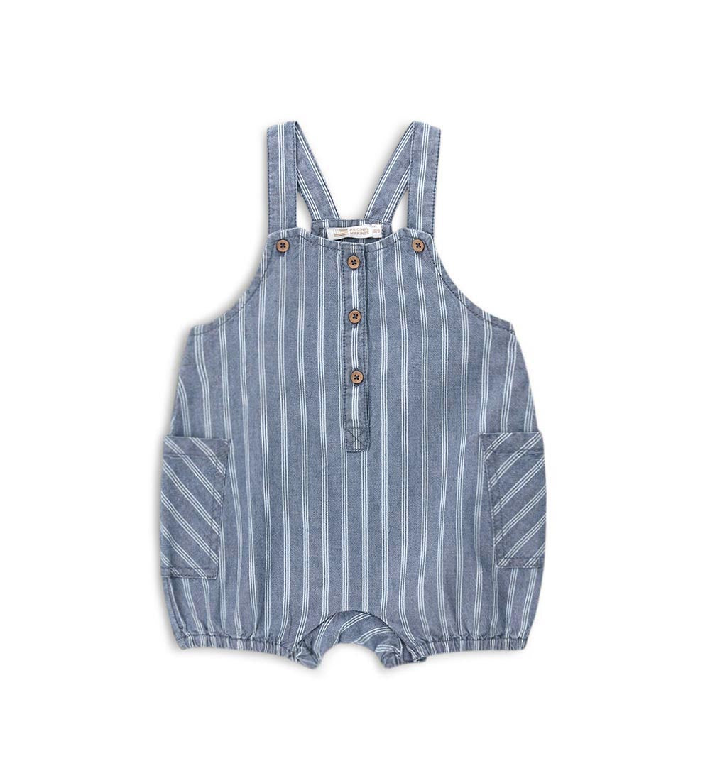 Newborn - Striped romper Denim 9 - 12 M
