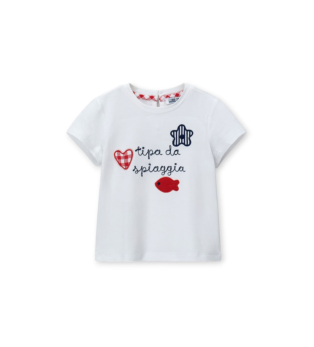 Newborn - T-shirt with embroidery 9 - 12 M White