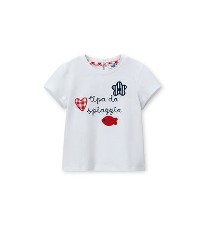 Newborn - T-shirt with embroidery 9 - 12 M White