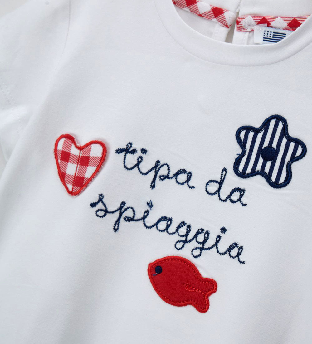 Newborn - T-shirt with embroidery 9 - 12 M White