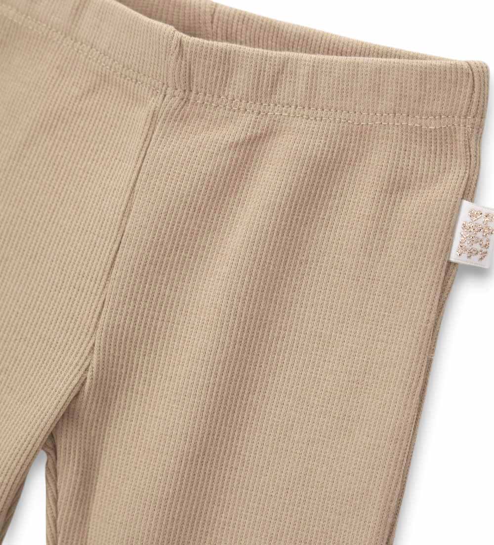 Newborn - Ribbed leggings Beige 9 - 12 M