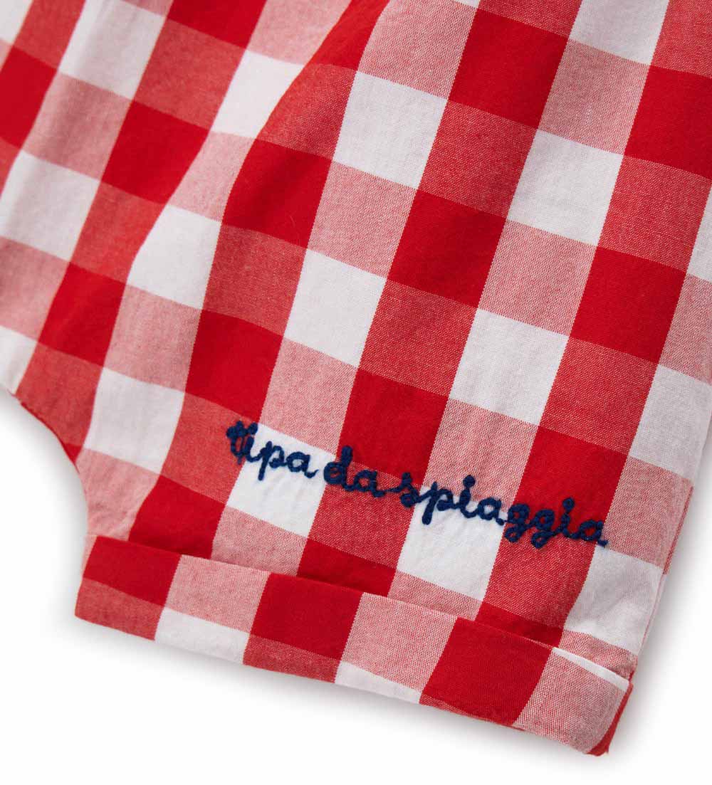 Newborn - Bermuda shorts with embroidery 9 - 12 M Red