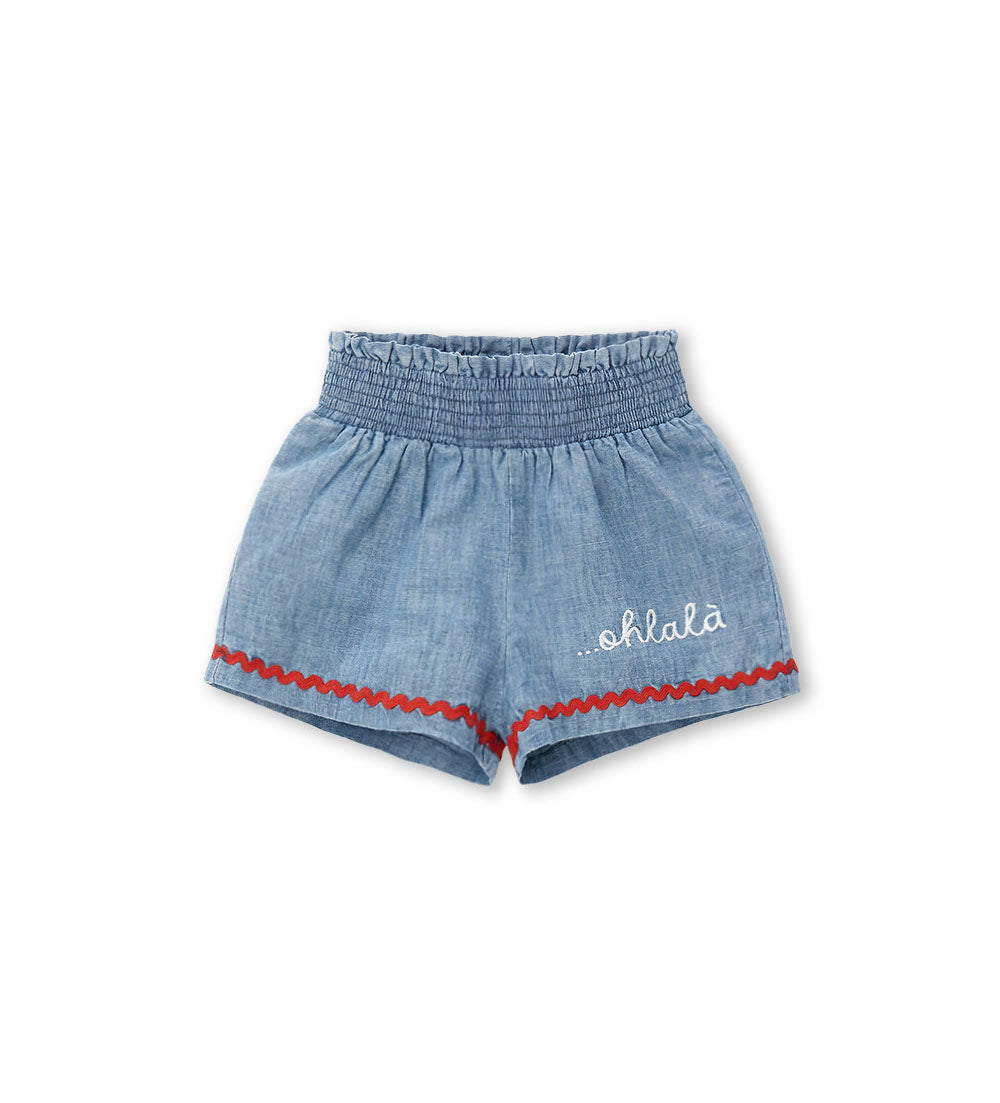 Newborn - Bermuda shorts with embroidery 9 - 12 M Denim