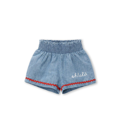 Newborn - Bermuda shorts with embroidery 9 - 12 M Denim
