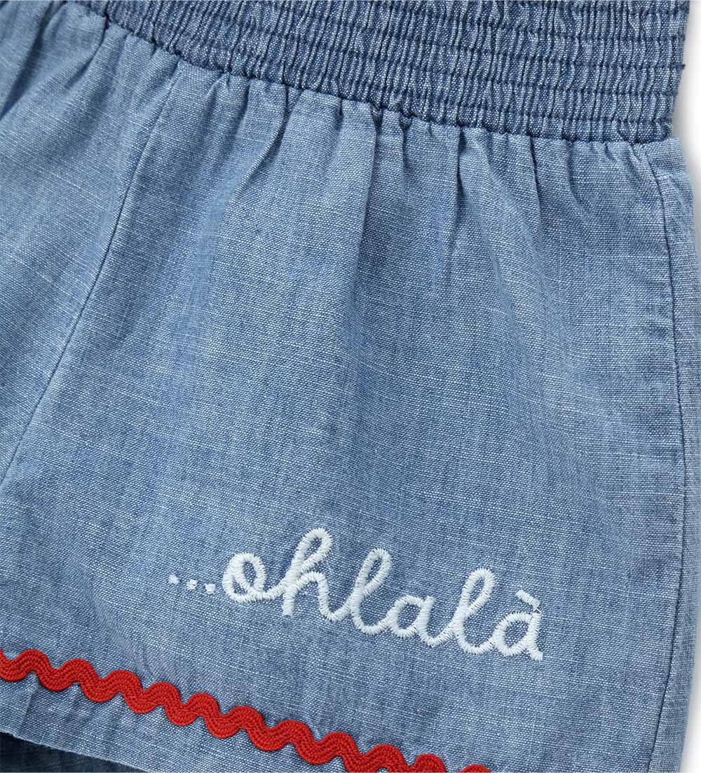 Newborn - Bermuda shorts with embroidery 9 - 12 M Denim