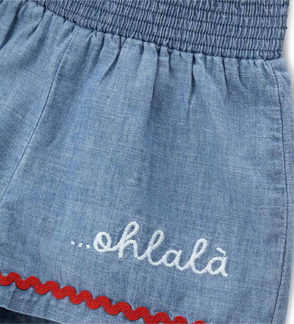 Newborn - Bermuda shorts with embroidery 9 - 12 M Denim