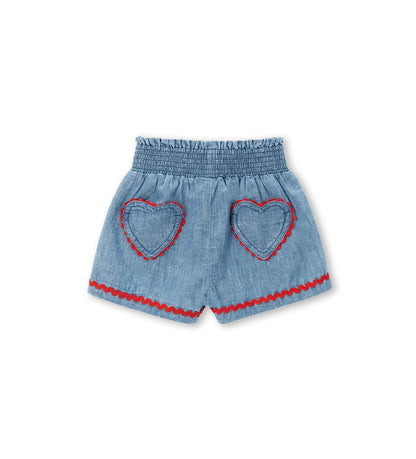 Newborn - Bermuda shorts with embroidery 9 - 12 M Denim