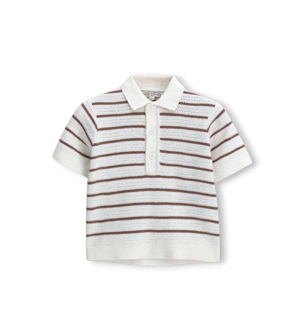 Boy - Striped Polo Shirt 9 - 12 M Off white