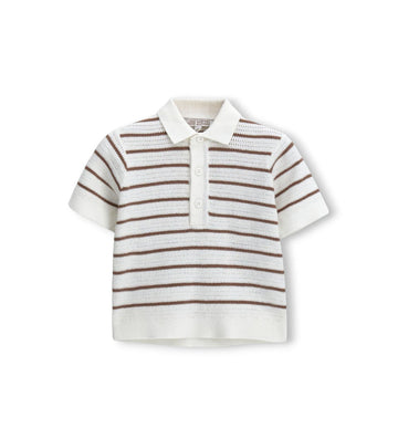 Boy - Striped Polo Shirt 9 - 12 M Off white