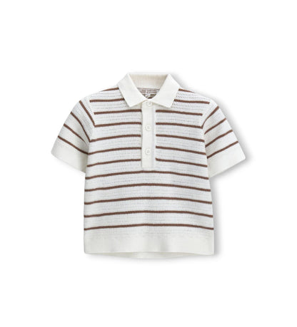 Boy - Striped Polo Shirt 9 - 12 M Off white