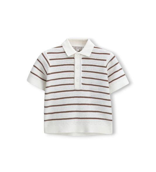 Boy - Striped Polo Shirt 9 - 12 M Off white