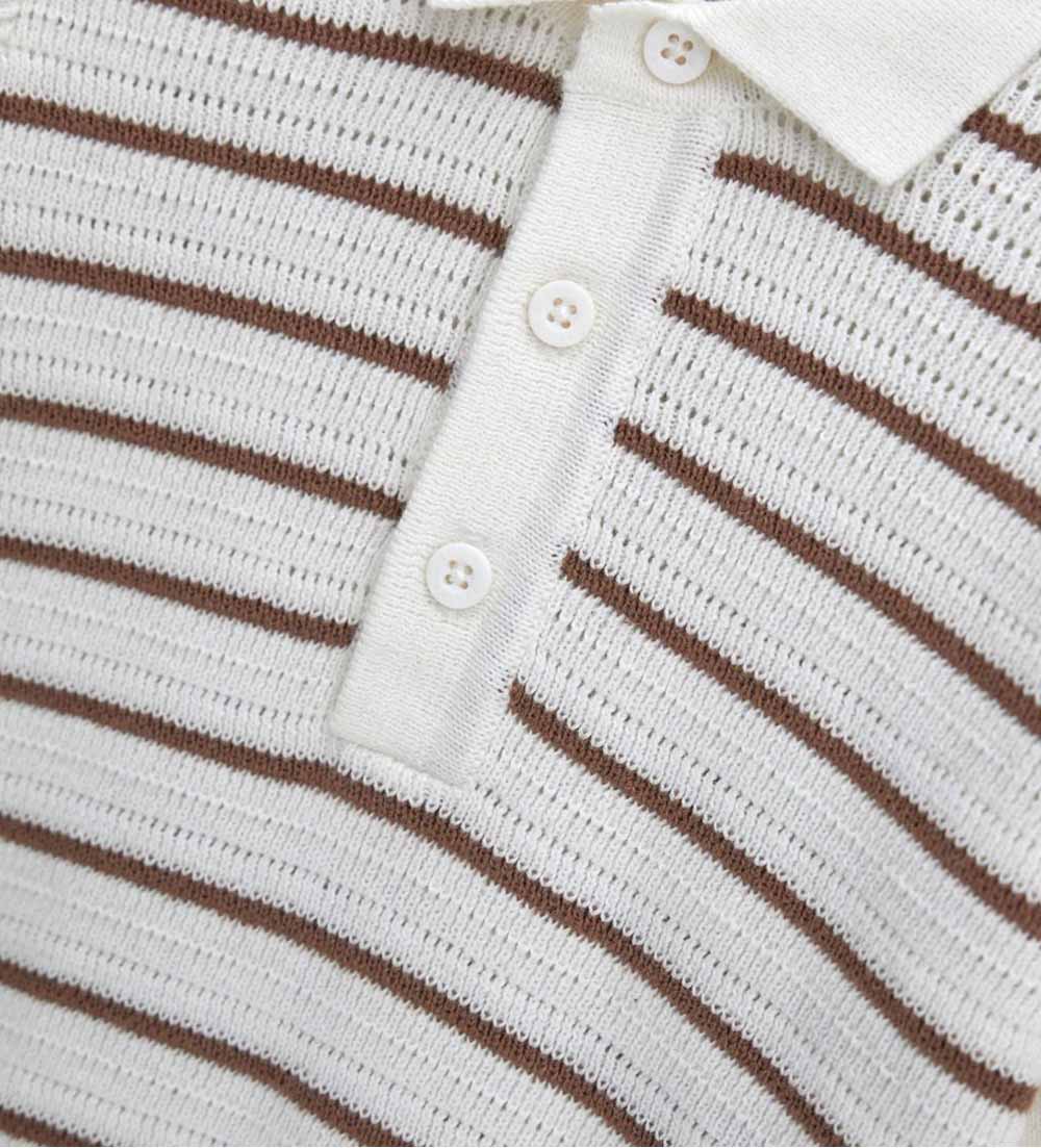Boy - Striped Polo Shirt 9 - 12 M Off white