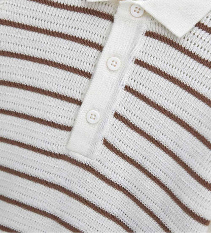 Boy - Striped Polo Shirt 9 - 12 M Off white