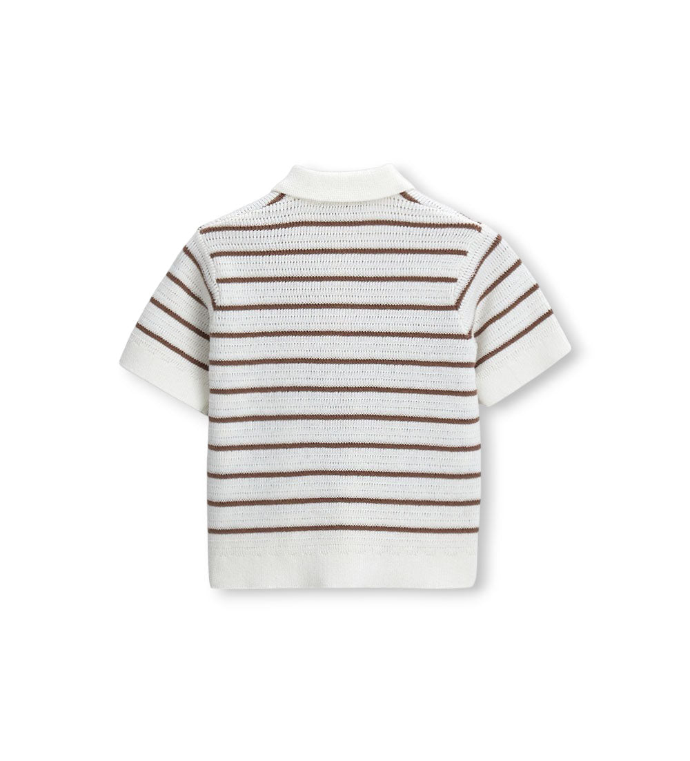 Boy - Striped Polo Shirt 9 - 12 M Off white