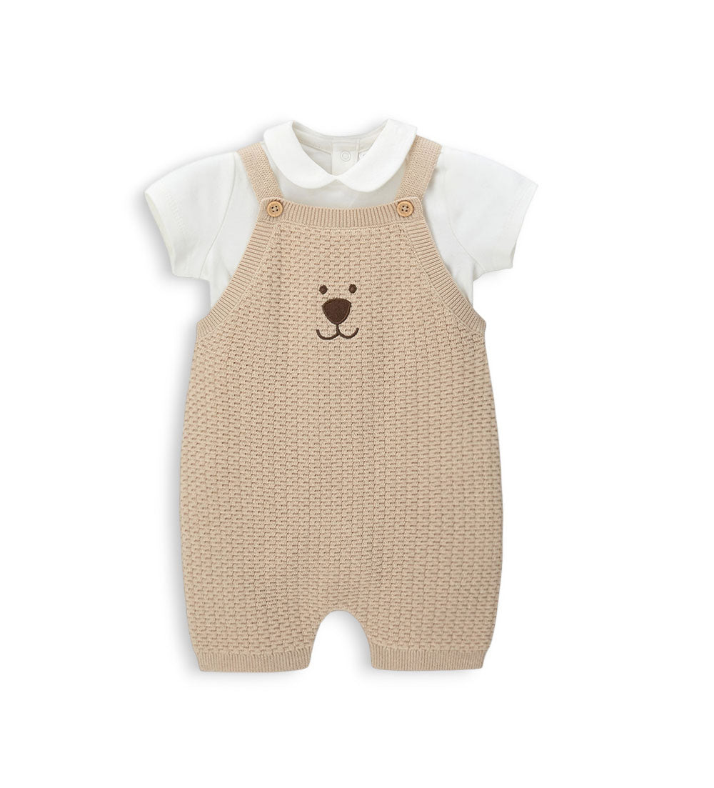 Newborn - Bodysuit and overalls set Beige 1M