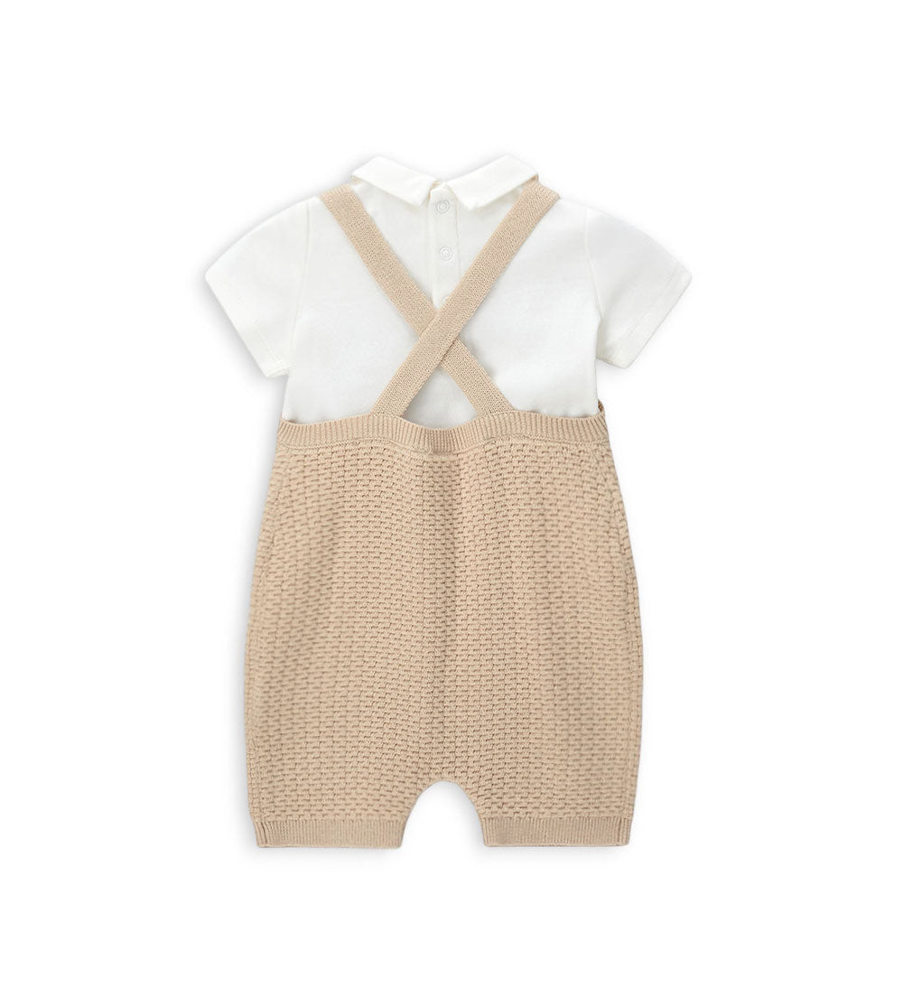 Newborn - Bodysuit and overalls set Beige 1M