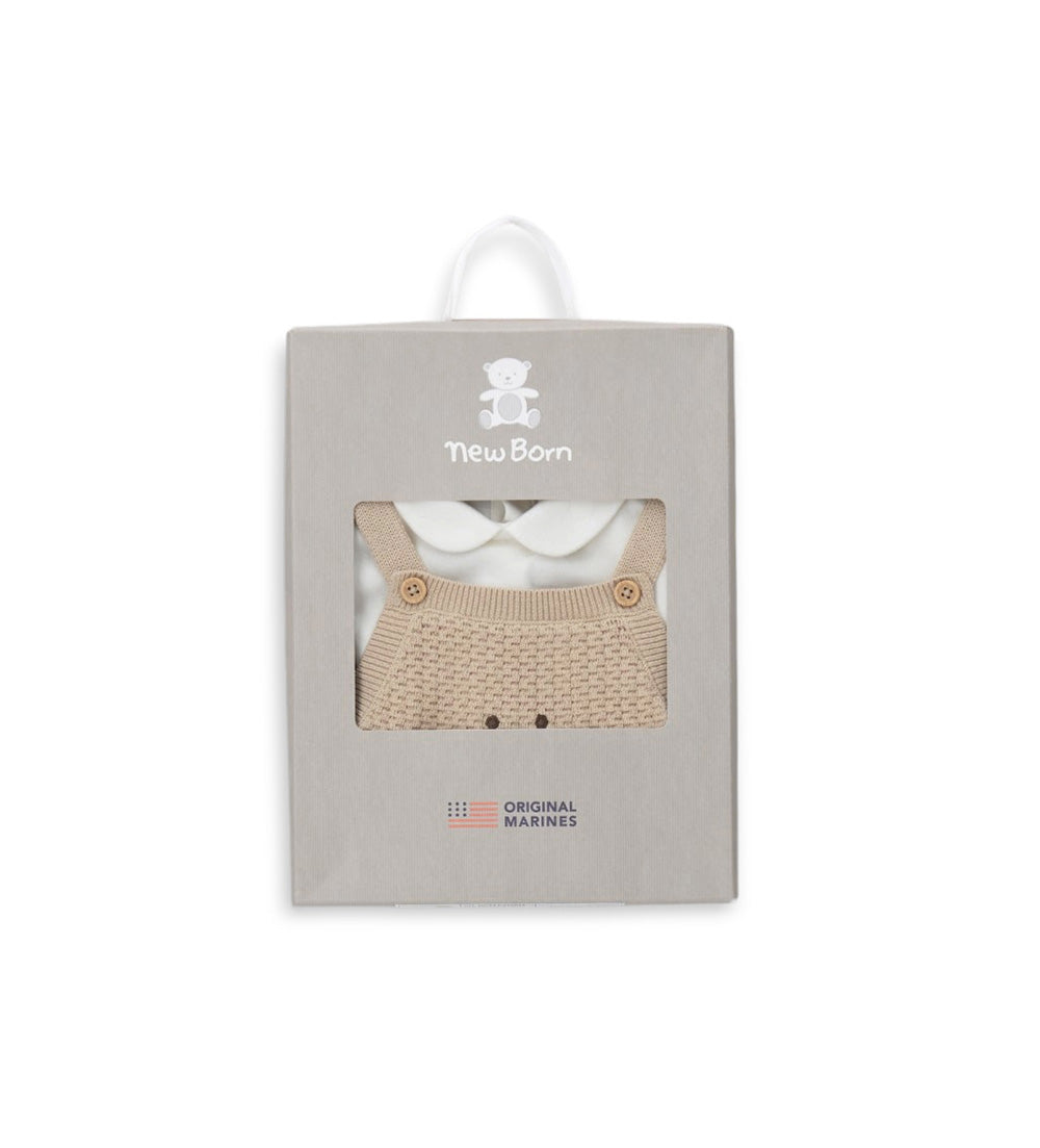 Newborn - Bodysuit and overalls set Beige 1M