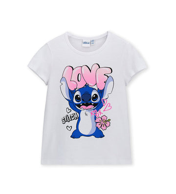 Girl - Disney Stitch Front Print T-shirt 9 - 10 Y White