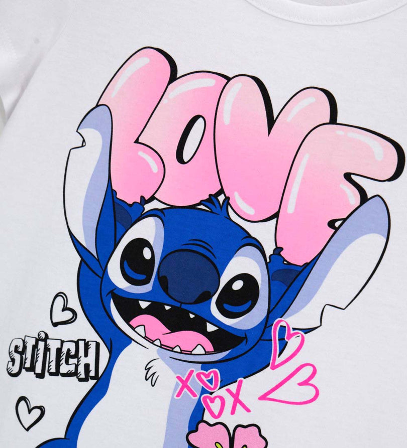 Girl - Disney Stitch Front Print T-shirt 9 - 10 Y White